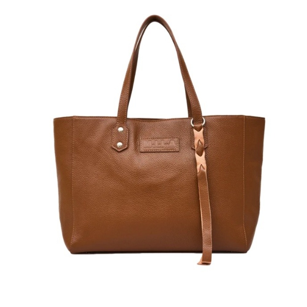 M.I.L.A. MILA Made in Los Angeles Brown‎ Pebbled Leather Tote Bag NWT